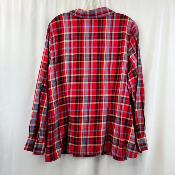 Crazy Horse Women’s Plaid Button Up Top Long Sleeve Red/Multi Size 2 - Picture 6 of 8
